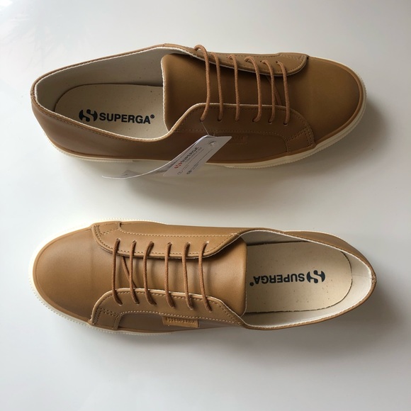 NWT Superga leather tan sneakers - Picture 7 of 12